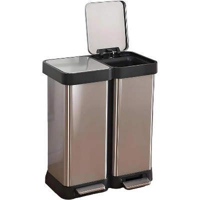 16 Gallon (60L) Stainless Steel Dual Compartment Trash & Recycling Bin | Fingerprint - Resistant 10 16 Gallon (60L) Stainless Steel Dual Compartment Trash & Recycling Bin | Fingerprint - Resistant - Image 8