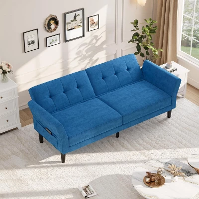 89" Futon Sofa Bed, Convertible Sleeper Sofa With Adjustable Backrest & Armrest, Modern Futon Couch Bed, Loveseat 4 89" Futon Sofa Bed, Convertible Sleeper Sofa With Adjustable Backrest & Armrest, Modern Futon Couch Bed, Loveseat - Image 2