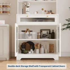 Kitchen Pantry Cabinet, 62 Inch Freestanding Hutch Cupboard With Large Countertop -House Beautiful GUEST 87ae3af5 f77b 4122 8187 a8ceab01789d