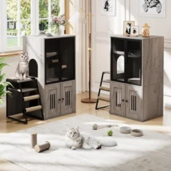 Cat Litter Box Enclosure With Ladder And Doors For 2 Cats,Double Cat House With Storage Space 16 Cat Litter Box Enclosure With Ladder And Doors For 2 Cats,Double Cat House With Storage Space -House Beautiful GUEST 87d2ac28 ee21 48c2 844e 35cba686d4c6