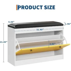 Shoe Storage Bench With Padded Seat Cushion, Shoe Cabinet For Entryway With 2 Tiers Flip Drawer, Shoe Organizer And Rack, For Hallway, Bedroom
