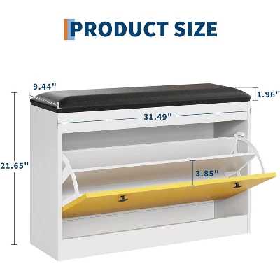 Shoe Storage Bench With Padded Seat Cushion, Shoe Cabinet For Entryway With 2 Tiers Flip Drawer, Shoe Organizer And Rack, For Hallway, Bedroom 3 Shoe Storage Bench With Padded Seat Cushion, Shoe Cabinet For Entryway With 2 Tiers Flip Drawer, Shoe Organizer And Rack, For Hallway, Bedroom
