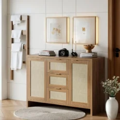 Modern Rattan Buffet Cabinet Sideboard With Storage,47" Boho Credenza Buffet Console Table With Drawers&Doors,Wooden Coffee Bar Cabinet 11 Modern Rattan Buffet Cabinet Sideboard With Storage,47" Boho Credenza Buffet Console Table With Drawers&Doors,Wooden Coffee Bar Cabinet -House Beautiful GUEST 899746c9 8587 47e5 ae92 5ca657f66372
