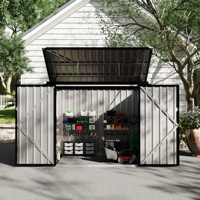 3x6 FT Metal Outdoor Storage Shed For 2 Trash Cans, Garbage Bin Storage With Chain Lid, Garden & Backyard Utility Shelter For Patio, Lawn 12 3x6 FT Metal Outdoor Storage Shed For 2 Trash Cans, Garbage Bin Storage With Chain Lid, Garden & Backyard Utility Shelter For Patio, Lawn - Image 10