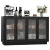 Buffet Cabinet With Storage, 55" Modern Sideboard With 4 Fluted Glass Doors And Adjustable Shelf, Coffee Bar Buffet Table For Dining Room -House Beautiful GUEST 89cd5693 faa8 4625 92b4 2e41e9aefba1