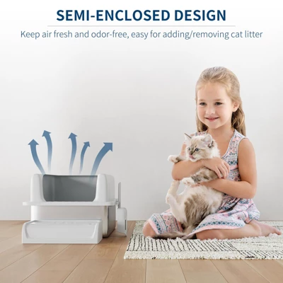 Stainless Steel Cat Litter Box 8/6 Inch, XXL Large Cat Litter Tray With High Side, Platform Step And Scoop For Big Cats Multiple Cats 7 Stainless Steel Cat Litter Box 8/6 Inch, XXL Large Cat Litter Tray With High Side, Platform Step And Scoop For Big Cats Multiple Cats - Image 5