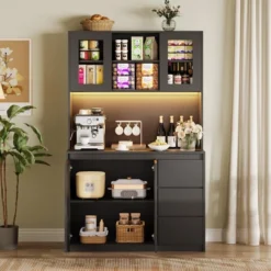Kitchen Pantry Cabinet,71" Tall Storage Cabinet With Doors And Shelves Adjustable,Kitchen Storage Hutch With Microwave Shelf -House Beautiful GUEST 8a546464 7e12 4484 9339 41855ef080b0