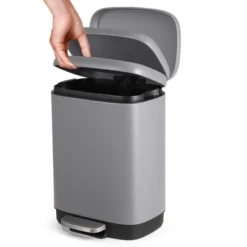 12 Liter 3.2 Gallon Stainless Steel Trash Can, Soft Close Lid, Child Proof Step On Pedal, Black For Kitchen & Home -House Beautiful GUEST 8aa280d1 e260 4cdb b45a ecf22556e768