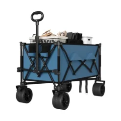 Collapsible Wagon Cart With Wheels, Foldable Utility Heavy Duty Wagon For Camping, All Terrain Beach Cart With Cup Holders -House Beautiful GUEST 8ac23f6b 53ce 41e1 8e83 fbfd431b7e82