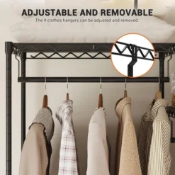 Heavy Duty Metal Clothing Rack, Freestanding Garment Organizer With 4 Hanging Rods And 8 Adjustable Shelves For Closet, Black 13 Heavy Duty Metal Clothing Rack, Freestanding Garment Organizer With 4 Hanging Rods And 8 Adjustable Shelves For Closet, Black -House Beautiful GUEST 8ac58a15 e335 4245 9bce 29caa0c4c1f2