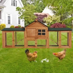 Jojoka Pet Wooden Rabbit Hutch, Outdoor Chicken Coop, Double Side Runs, Removable Tray, Ramps, Weatherproof Roof -House Beautiful GUEST 8af7fdfc da50 47da 9af5 68563c1caade