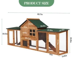 Jojoka Pet Wooden Rabbit Hutch, Outdoor Chicken Coop, Double Side Runs, Removable Tray, Ramps, Weatherproof Roof