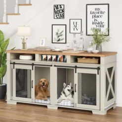 71" Dog Crate Furniture For 2 Dogs, Dog Kennel With 3 Storage Drawers & Removable Divider 21 71" Dog Crate Furniture For 2 Dogs, Dog Kennel With 3 Storage Drawers & Removable Divider -House Beautiful GUEST 8b21fa47 aff7 411c 993f d7034c927de2