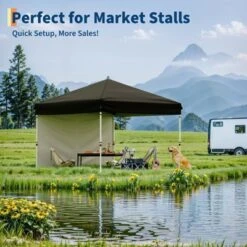 10'x10' Pop-Up Canopy Tent With 3 Sidewalls – Waterproof & UV Resistant Outdoor Gazebo, Easy-Up Sun Shade Shelter For Parties, Events, Black