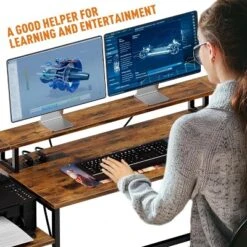 L Shaped Office Desk - 76" Reversible L Shaped Computer Desk Office Desk With Power Outlet And File Drawer Gaming Desk With Monitor Shelf Desk