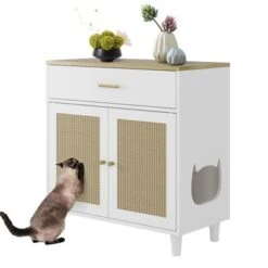 Cat Litter Box Cabinet Corner Hidden Litter Box Enclosure With Scratching Board Doors -House Beautiful GUEST 8c1c0049 f7c5 456c 89cb 9d097bcadbfa