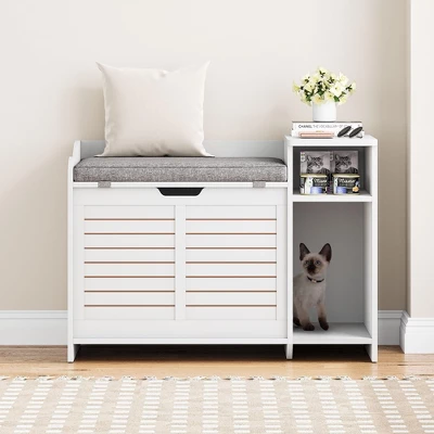 Modern Cat Litter Box Enclosure,Hidden Litter Box Cabinet With Washable Mat & Storage Shelf 12 Modern Cat Litter Box Enclosure,Hidden Litter Box Cabinet With Washable Mat & Storage Shelf - Image 10