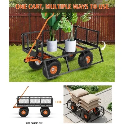 Heavy Duty Steel Garden Wagon Cart Capacity With Removable Sides Tires For Yard Lawn Farm Warehouse 4 Heavy Duty Steel Garden Wagon Cart Capacity With Removable Sides Tires For Yard Lawn Farm Warehouse - Image 2