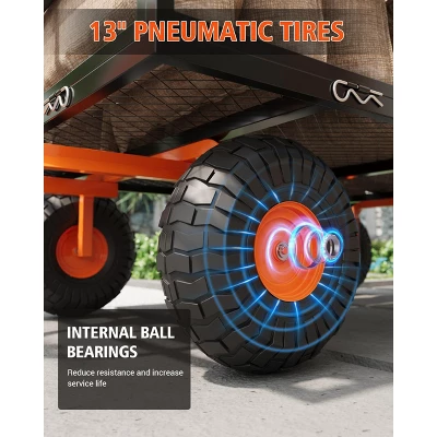 Heavy Duty Steel Garden Cart, 500 LBS Capacity 3 In 1 Pullable Garden Wagon With 10" Wheels, For Gardening Soil, Tools, And Plant Transport 4 Heavy Duty Steel Garden Cart, 500 LBS Capacity 3 In 1 Pullable Garden Wagon With 10" Wheels, For Gardening Soil, Tools, And Plant Transport - Image 2