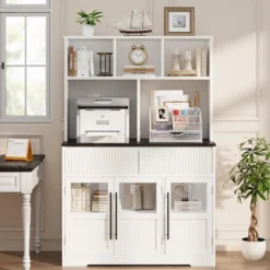 60'' Kitchen Pantry Cabinet, Tall Pantry Storage Cabinet, Farmhouse Kitchen Hutch With Storage Drawers -House Beautiful GUEST 8d1bf627 79c6 40a4 8899 5ef208e17203