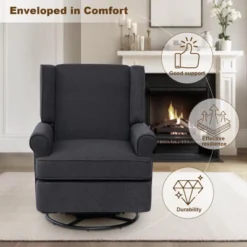 Recliner Swivel Chair, High-Density Sponge + Cotton And Linen Material, Small Swivel Rocker Recliner 13 Recliner Swivel Chair, High-Density Sponge + Cotton And Linen Material, Small Swivel Rocker Recliner -House Beautiful GUEST 8d226696 e419 48c6 a518 09348400ef83