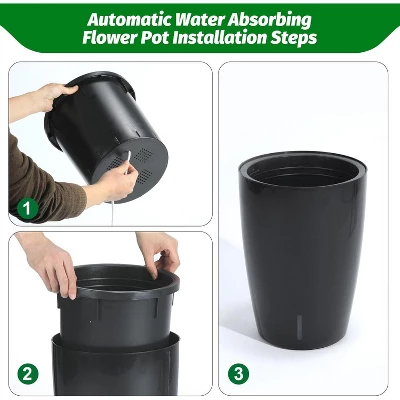 16/22" Tall Round Planter Set Of 2, Self Watering Pots For Indoor Plants, Large Flower Pot Outdoor With Built-in Drainage And A Water 7 16/22" Tall Round Planter Set Of 2, Self Watering Pots For Indoor Plants, Large Flower Pot Outdoor With Built-in Drainage And A Water - Image 5