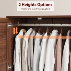 Armoire Wardrobe Closet With 4 Doors,72" Wooden Wardrobe Cabinet With Hanging Rod, Freestanding Tall Clothing Armoire Cabinet W/ 18 Adjustable Shelves -House Beautiful GUEST 8e1e5bad a012 45d9 8c02 85f44433b21f