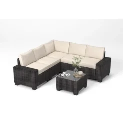 Jojoka 6 Pieces Outdoor Patio Sectional Furniture PE Rattan Sofa Set, All Weather Wicker Modular Patio Conversation Couch Sets With Coffee Table 18 Jojoka 6 Pieces Outdoor Patio Sectional Furniture PE Rattan Sofa Set, All Weather Wicker Modular Patio Conversation Couch Sets With Coffee Table -House Beautiful GUEST 8e47bbe6 b0f0 41e8 a58c 7724959edec5