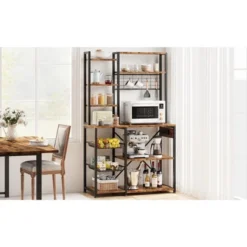 Bakers Rack With Power Outlet, Industrial Microwave Stand With 2 Wire Drawer, Large Coffee Bar Station 15 Bakers Rack With Power Outlet, Industrial Microwave Stand With 2 Wire Drawer, Large Coffee Bar Station -House Beautiful GUEST 8ec6b346 b417 46c5 866b d9d7cf66d4e6