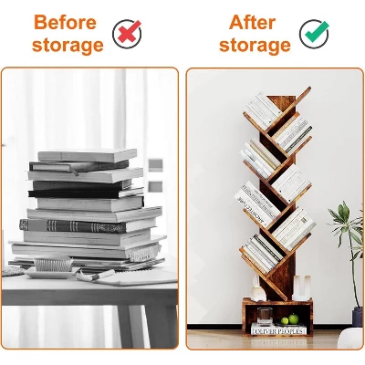 Jojoka 8-Tier Tree-Shaped Bookshelf With Storage Drawer – Tall Wooden Floor Standing Bookcase For Kids & Adults,Brown 8 Jojoka 8-Tier Tree-Shaped Bookshelf With Storage Drawer – Tall Wooden Floor Standing Bookcase For Kids & Adults,Brown - Image 6