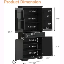 Jojoka Tall Cabinet With Drawer,6 Doors And Adjustable Shelves,Kitchen Pantry Storage Cabinet For Dining Room
