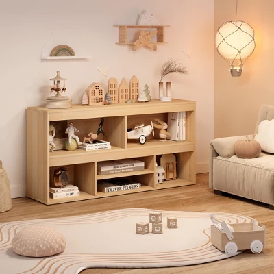 Kids Storage Organizer With Drawer, Toy Storage Shelf, 5 Cubes Storage Organizer, Wooden Storage Cabinet For Playroom 8 Kids Storage Organizer With Drawer, Toy Storage Shelf, 5 Cubes Storage Organizer, Wooden Storage Cabinet For Playroom - Image 6