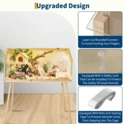 Large Hamster Cage With Legs, Chew-Proof Habitat With Acrylic Window & Openable Top, Small Animal Enclosure For Guinea Pig, Chinchilla, Gerbil -House Beautiful GUEST 8fd56054 dc8e 4f77 8879 91c213547d63