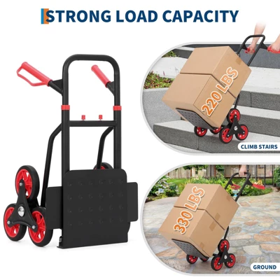 Stair Climbing Dolly - Heavy Duty Stair Climber Hand Truck With 6 Wheels & Telescoping Handle, 2 Elastic Ropes - Folding Trolley Cart 4 Stair Climbing Dolly - Heavy Duty Stair Climber Hand Truck With 6 Wheels & Telescoping Handle, 2 Elastic Ropes - Folding Trolley Cart - Image 2