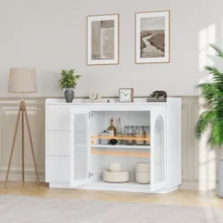 Coffee Bar Cabinet, 48" Buffet Cabinet Storage Cabinet Sideboard Modern Kitchen Buffet Table With 3 Drawers -House Beautiful GUEST 926d2d69 d81a 4f5a 9bcb cf6b95ec6c3a 1