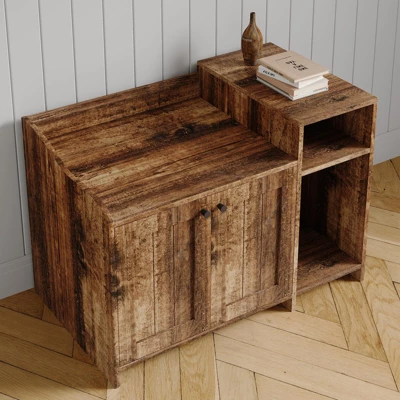 Modern Cat Litter Box Enclosure Furniture - Hidden Cabinet W/Storage, Dog-Proof Design & Double Doors, 33.9" Wooden End Table/Washroom 9 Modern Cat Litter Box Enclosure Furniture - Hidden Cabinet W/Storage, Dog-Proof Design & Double Doors, 33.9" Wooden End Table/Washroom - Image 7