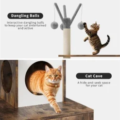 Cat Tree House, Cat Condos, Aesthetic Cats Tree, Hidden Litter Box, Wooden Cats Furniture With Multiple Platforms With Sisal Scratching Posts -House Beautiful GUEST 928147c5 08d3 4552 8d2c 6bbb5ff9aa16