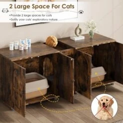 Double Cat Litter Box Enclosure 55.1",Hidden Litter Cabinet Furniture For 2 Cats With Rattan Doors -House Beautiful GUEST 92986426 81ca 4eb1 b418 9160d3f3c710
