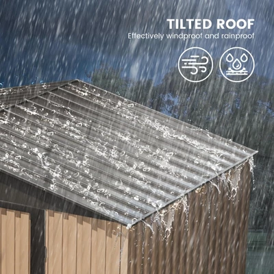 6x4 FT Outdoor Metal Garden Shed,Waterproof, Anti-UV Storage Shed With Sloping Roof & Vents For Backyard, Patio, Poolside 6 6x4 FT Outdoor Metal Garden Shed,Waterproof, Anti-UV Storage Shed With Sloping Roof & Vents For Backyard, Patio, Poolside - Image 4