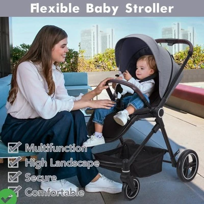 Baby Stroller Lightweight Infant Stroller W/ Storage Basket Convenient One-Hand Fold Travel Stroller W/Adjustable Footrest 3 Baby Stroller Lightweight Infant Stroller W/ Storage Basket Convenient One-Hand Fold Travel Stroller W/Adjustable Footrest