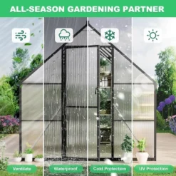 Greenhouse 8x10 FT Aluminum-Framed Heavy Duty Polycarbonate With Quick Setup Structure And Roof Vent 12 Greenhouse 8x10 FT Aluminum-Framed Heavy Duty Polycarbonate With Quick Setup Structure And Roof Vent -House Beautiful GUEST 93aba674 9595 4731 af3c 8db7dfa6aeb3