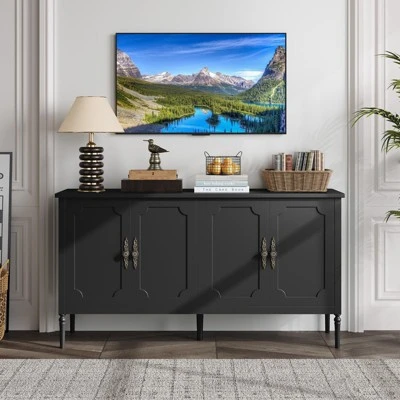 Large Sideboard Cabinet, 59" Modern Credenza Buffet Table Coffee Bar Wine Bar, Storage Cabinet With Adjustable Shelves 3 Large Sideboard Cabinet, 59" Modern Credenza Buffet Table Coffee Bar Wine Bar, Storage Cabinet With Adjustable Shelves