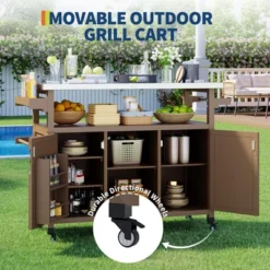 Outdoor Grill Cart With Storage Cabinet, Movable Outdoor Kitchen Island Prep Stand Station With Stainless Steel Tabletop 14 Outdoor Grill Cart With Storage Cabinet, Movable Outdoor Kitchen Island Prep Stand Station With Stainless Steel Tabletop -House Beautiful GUEST 946480f8 0f7b 429a b112 0b06dbb1cca1