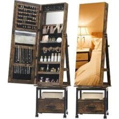 Jojoka 360° Swivel Jewelry Cabinet With Jewelry Storage, Lockable Standing Jewelry Organizer With Rotatable Full-Length Mirror 14 Jojoka 360° Swivel Jewelry Cabinet With Jewelry Storage, Lockable Standing Jewelry Organizer With Rotatable Full-Length Mirror -House Beautiful GUEST 95215025 b9ca 403c aecc 6c4795014e68