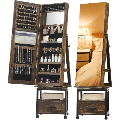 Jojoka 360° Swivel Jewelry Cabinet With Jewelry Storage, Lockable Standing Jewelry Organizer With Rotatable Full-Length Mirror 8 Jojoka 360° Swivel Jewelry Cabinet With Jewelry Storage, Lockable Standing Jewelry Organizer With Rotatable Full-Length Mirror - Image 6