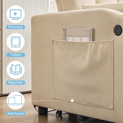 Jojoka 3-in-1 Convertible Sofa Bed, Sleeper Loveseat With Pull-Out Bed & USB, Space-Saving For Small Rooms, RV, Lounge Recliner 8 Jojoka 3-in-1 Convertible Sofa Bed, Sleeper Loveseat With Pull-Out Bed & USB, Space-Saving For Small Rooms, RV, Lounge Recliner - Image 6