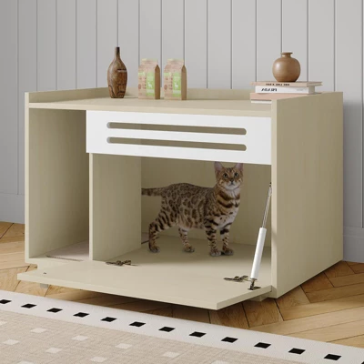 Cat Litter Box Enclosure, Wooden Cat Washroom Furniture With Barn Door, Hidden Litter Box Cabinet, Dog Proof Flip-down Opening Litter Box 11 Cat Litter Box Enclosure, Wooden Cat Washroom Furniture With Barn Door, Hidden Litter Box Cabinet, Dog Proof Flip-down Opening Litter Box - Image 9
