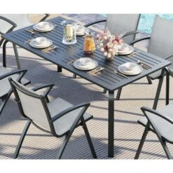 71" Outdoor Aluminum Patio Dining Table W/Umbrella Hole, Aluminum Patio Table 15 71" Outdoor Aluminum Patio Dining Table W/Umbrella Hole, Aluminum Patio Table -House Beautiful GUEST 96681204 0293 476d 8b3c b16687836dac