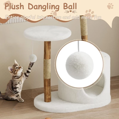 Modern Cat Tree With Natural Solid Wood Scratching Post, 110cm Multi-Layer Cats Tower 7 Modern Cat Tree With Natural Solid Wood Scratching Post, 110cm Multi-Layer Cats Tower - Image 5