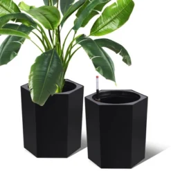 16" Tall Hexagonal Self-Watering Planters Set Of 2 With Water Level Monitor, Bottom Wheels & Drainage Hole – Indoor & Outdoor Plant Pots, Black 20 16" Tall Hexagonal Self-Watering Planters Set Of 2 With Water Level Monitor, Bottom Wheels & Drainage Hole – Indoor & Outdoor Plant Pots, Black -House Beautiful GUEST 974f32c4 7e3a 4d92 8421 0efb9e4c6fc7